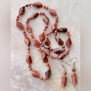 Rhodonite Necklace and Earring Set